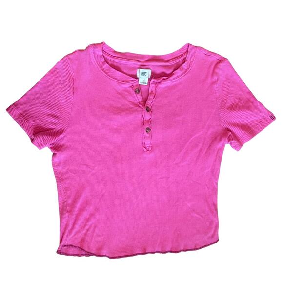 Urban Outfitters BDG Harvey Henley Tee – Hot Pink, Size Large - Picture 1 of 6